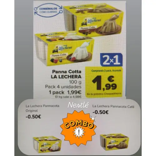 8 unidades de pannacota por 0,99 en Carrefour con cupones Nestlé