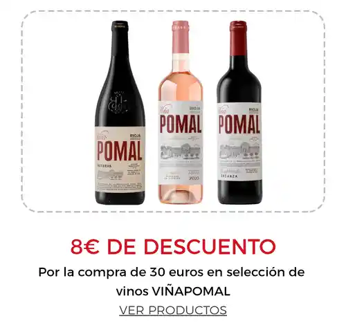 8€ DE DESCUENTO Por la compra de 30 euros en selección de vinos VIÑAPOMAL Introduce este cupón al finalizar tu pedido  POMALDTO