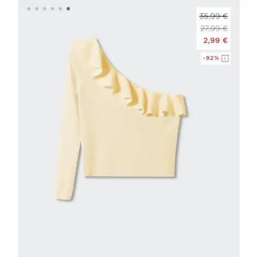 92% de descuento en el Jersey asimétrico con volante de MANGO