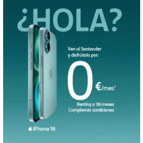 Abre tu cuenta Online y disfruta de un iPhone 16 - Santander