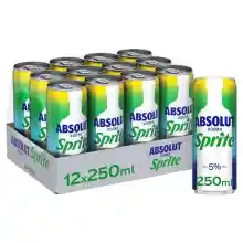 Absolut Vodka con Sprite, Cóctel Clásico y Refrescante,Bebida Preparada con 5% de Alcohol- Pack de 12 Latas de 250 ml