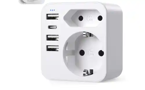 Adaptador Enchufe Europeo a Americano, Adaptador Enchufe USA con 3 USB y 1 USB