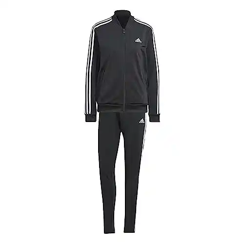 adidas Essentials 3-Stripes Track Suit Chándal, Mujer, Black/White, S