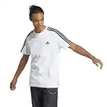 adidas Hombre Essentials Single Jersey 3-Stripes Tee, White / Black, L