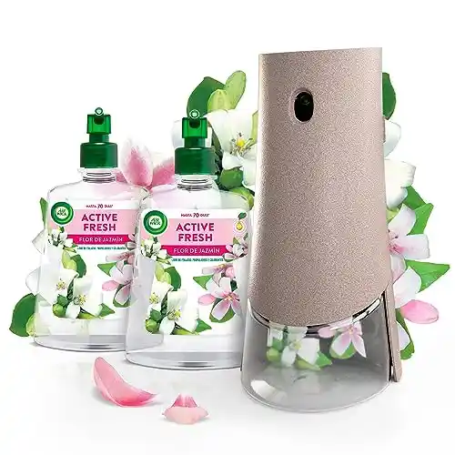 Air Wick Spray Automático Sin Aerosol, Ambientador Hogar Fragancia Flor de Jazmín - 1 Aparato + 2 Recambios