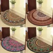 Alfombra Retro Para Puerta, tapete semicircular de estilo europeo para sala de estar, interior, entrada, decoración del hogar