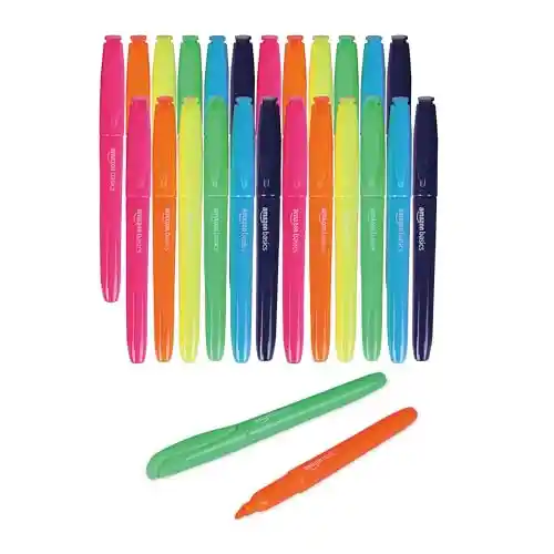 Amazon Basics Subrayadores de vivos, 24 unidad, Paquete de 1, Colores surtidos