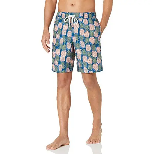 Amazon Essentials Bañador con 23 cm de Pernera, Corte Holgado y Secado Rápido - colores interrumpidos Hombre, Rosa Fruta, M