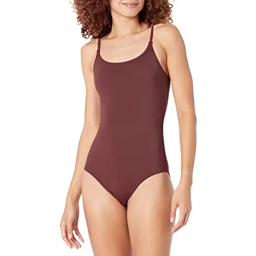 Amazon Essentials Bañador Entero con Tirantes Finos Mujer, Marrón Intenso, 48