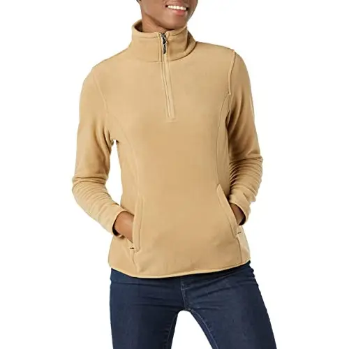 Amazon Essentials Chaqueta de Forro Polar con Cremallera de un Cuarto, Manga Larga y Ajuste Clásico (Disponible en Tallas Grandes) Mujer, Camel, 6XL Grande
