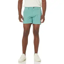Amazon Essentials Pantalón Corto Chino con Parte Delantera Plana y Ajuste Estrecho con Cómoda Parte Elastizada (Anteriormente Goodthreads) Hombre, Azul Verdoso, 32W