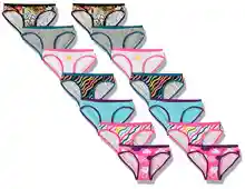 Amazon Essentials Ropa Interior Tipo Bikini Niña, Pack de 14, Multicolor/Arcoíris/Bosque/Sol, 10 años