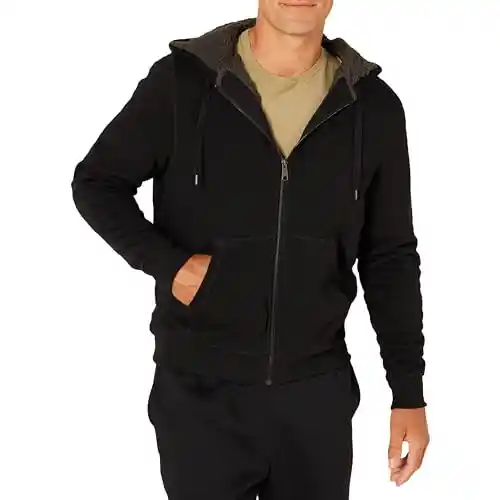 Amazon Essentials Sudadera con capucha de forro polar y cremallera completa, con forro sherpa Hombre, Verde Oliva, M