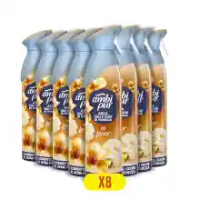 Ambipur Orquídea Dorada Ambientador En Spray 185ml x 8, Con Una Fragancia El Doble De Duradera Que Elimina Olores Y Deja Un Aroma Fresco Y Ligero