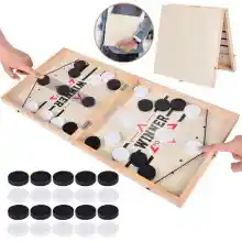 Aragallant Hockey de Madera Portatil, Honda Rápida Juego de Mesa de Hockey Juego de Hockey de Escritorio, Board Games for Kids Adults Mesa de Tiro Rápido Juegos de Mesa Fiesta Familiares Interactivos