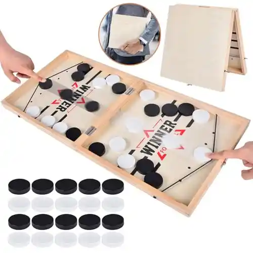 Aragallant Hockey de Madera Portatil, Honda Rápida Juego de Mesa de Hockey Juego de Hockey de Escritorio, Board Games for Kids Adults Mesa de Tiro Rápido Juegos de Mesa Fiesta Familiares Interactivos