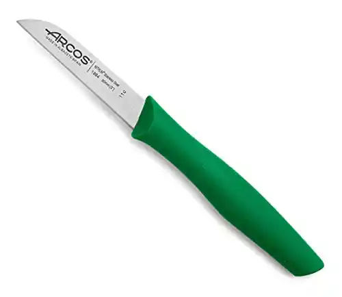 Arcos Serie Nova - Cuchillo Mondador - Hoja de Acero Inoxidable de 80 mm - Mango de Polipropileno Color Verde