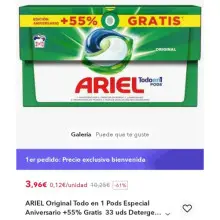 ARIEL Original 33 uds Detergente en Cápsulas