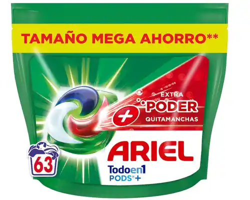 ARIEL PODS Todo en 1 Detergente Lavadora Líquido en Cápsulas/Pastillas, 63 Lavados