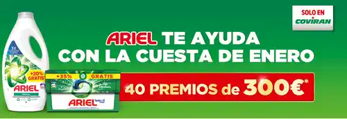 Ariel sortea 50 premios de 300 € (Sorteo por compra - Solo en Coviran)