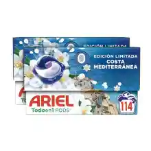 114 PODS Ariel Todo en 1 PODS Brisa Marina Y Jazmín, Detergente Líquido En Cápsulas, 19 Lavados (Paquete de 6)