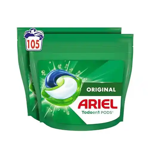 Ariel Todo En 1 PODS, Detergente Líquido Para Lavadora 105 Capsulas/Pastillas, Original, 5 Acciones Para Una Limpieza Increíble