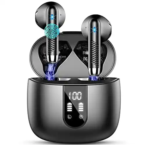 Auriculares Inalámbricos Bluetooth, reducción de Ruido, Pantalla LED, USB-C, Control Táctil,IP7 Impermeable Audifonos