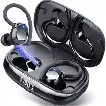 Auriculares Inalámbricos Deportivos, Auriculares Bluetooth 5.3 con 4 HD Mic, HiFi Estéreo Cascos Inalambricos, Auriculares in Ear Running con Gancho, 80H/LED Reducción de Ruido Cascos, IP7 Impermeable