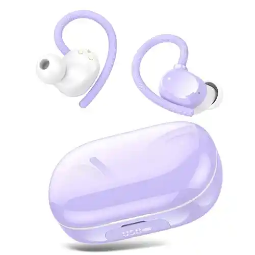 Auriculares Oreja Abierta Bluetooth 5.3, Auriculares Inalámbricos Deportivos con Gancho, Reproducción de 128H Pantalla LED, Auriculares con micrófono Incorporado, Control Táctil, IP7 Impermeable