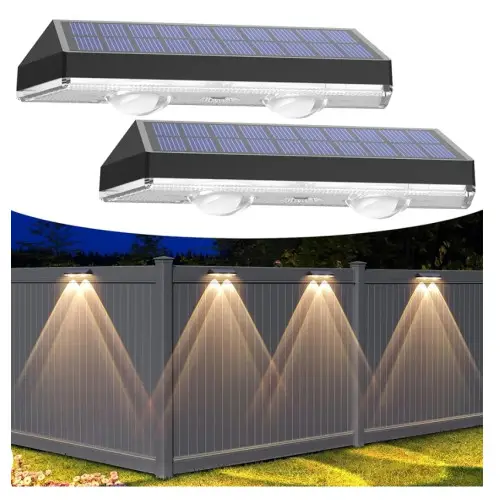 Auting Luz Solar Exterior,3 Modes luces solares led exterior jardin, luces solares pared para exteriores,IP65 impermeables luces solares exterior para balcón, jardín, pared, terraza 2 Paquete