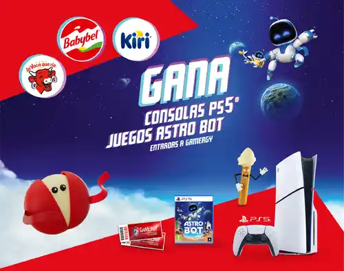 BABYBEL SORTEA 5 PS5 + JUEGO ASTROBOT + ENTRADAS GAMERGY (Sorteo por compra)