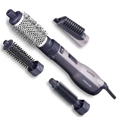 BaByliss Cepillo de aire caliente multiestilo AS121E, iónico de 1200 vatios, 4 accesorios, 1 pieza (paquete de 1), cerámica
