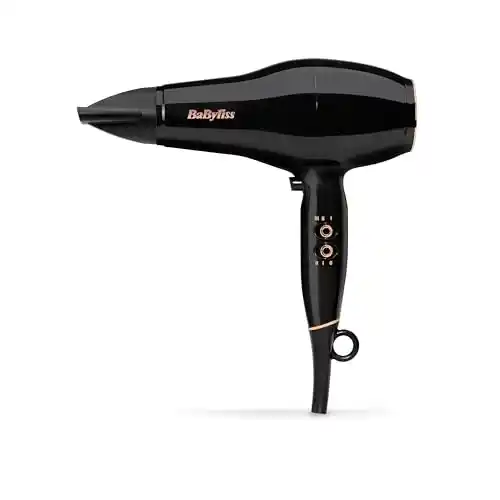 BaByliss Secador de Pelo Pro Power – Secador profesional de 2300 W, Motor AC de salón, Tecnología iónica antiencrespamiento, 3 ajustes de temperatura y 2 velocidades, Negro, D5245E