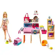 Barbie Tienda de Mascotas Muñeca con establecimiento de Animales y Accesorios para Mascotas de Juguete Mattel