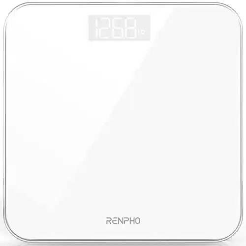 Báscula De Baño Digital RENPHO, Báscula De Peso Corporal De Alta Precisión Con Pantalla Iluminada, Graduación de 0,1 lb (50 g) precisión, Tecnología Step-On, 180kg/400lb, Blanco, Core 1S