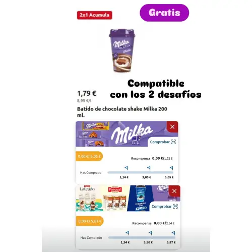 Batido Milka GRATIS (cuentas seleccionadas Carrefour)