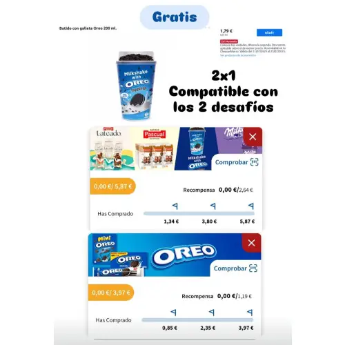 Batido Oreo GRATIS (cuentas seleccionadas Carrefour)