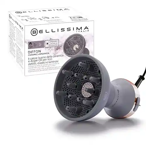 Difusor de Aire Caliente para Cabello Rizado, Tecnología de 2 Niveles de Aire/Temperatura, Secado Suave, 700 W, Color Gris Bellissima Imetec