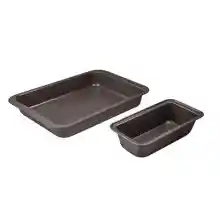 Set 2PC de Horno Acero al Carbono - Incluye Moldes de 42x29x6 cm y 27.5x14x6.8 cm - Ilag Essential de 2 Capas - Diseño Chocolate