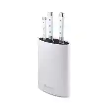 Juego de 4 Pzs Cuchillos de Acero Inoxidable - Incluye Bloque - Acabado Mate Pulido