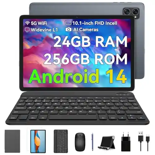 BESTTAB A20 AI Tablet 10 Pulgadas Android 14, 24GB RAM + 256GB ROM/2TB