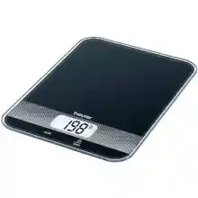 Beurer KS19 Black BALANZA Cocina 5KG Slate Pizarra Funcion Tara Pantalla LCD Aviso SOBRECARGA Precision 1GRM, Negro Brillante