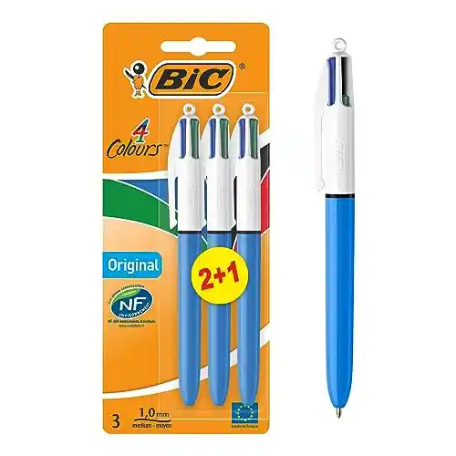 BIC Blíster de 3 Bolis, Color azul