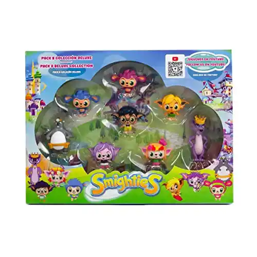 Smighties Pack Deluxe con los 8 Personajes Principales. Recrea Las Aventuras de Smighties y diviértete con Las Figuras de 4cm.