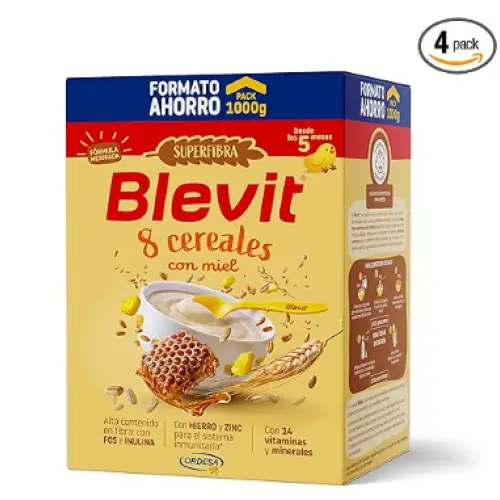 Blevit Superfibra 8 Cereales con Miel | 1kg | Papilla de 8 Cereales para Bebé desde los 5 Meses - Con Miel, Vitaminas, Minerales y Fibra