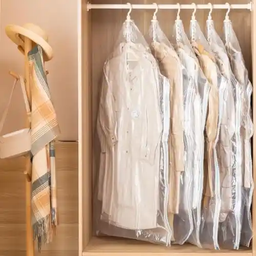 Bolsas de vacío para ropa edredones, jumbo bolsas de almacenamiento de compresión al vacío con doble cremallera para ropa / edredones transparente (135x70cm)
