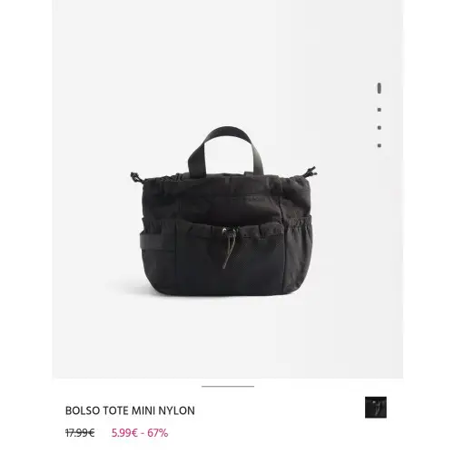 Bolso Tote Mini Nylon Negro | Parfois