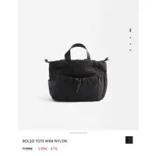 Bolso Tote Mini Nylon Negro | Parfois