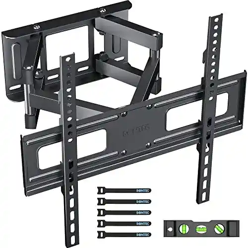 BONTEC Soporte TV Pared para Pantallas Planos y Curvos de 23-70 Pulgadas, Soporte Pared TV Inclinable y Giratorio, con Doble Brazo de Movimiento Completo, MAX VESA 400x400mm