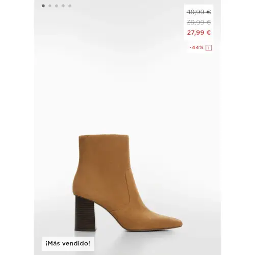Botín tacón serraje - Mujer | MANGO OUTLET España (Península y Baleares)